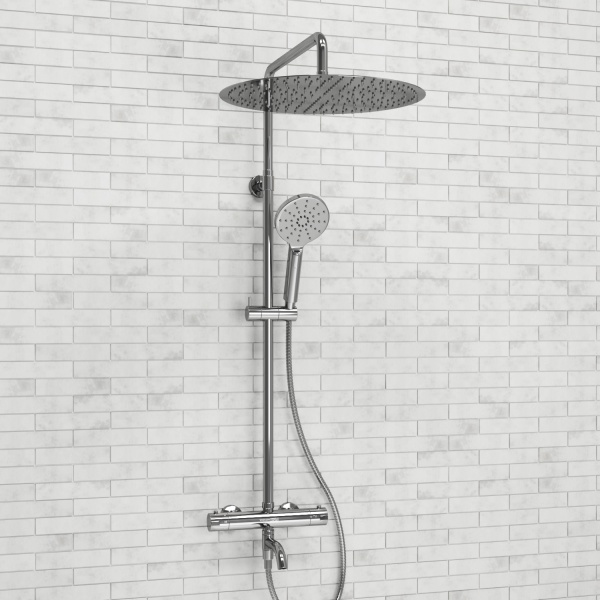 Душевая система со смесителем Wasserkraft  A188.117.127.010.CH Thermo монтаж настенная с термостатом хром