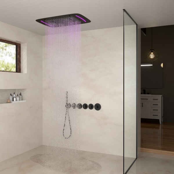 Душевая система со смесителем Timo Saona SX-2319/03SM монтаж встраиваемая в стену с термостатом черный