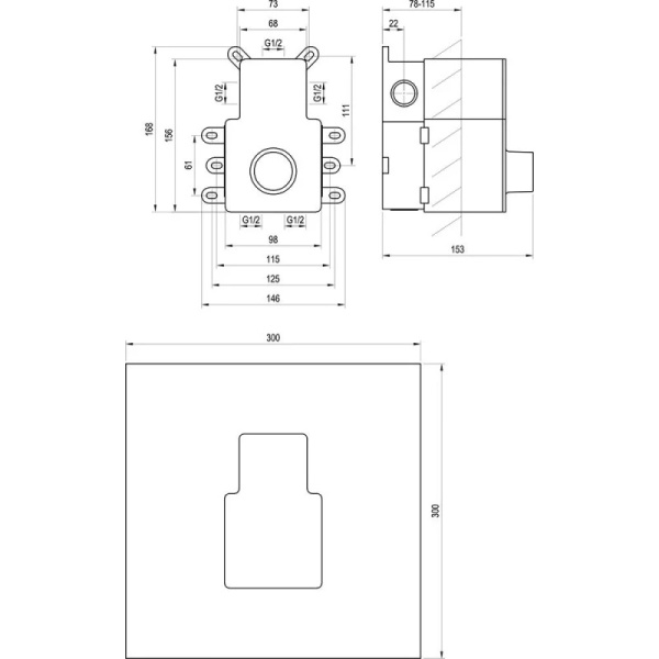 Встраиваемая часть смесителя Ravak R-box X070235  