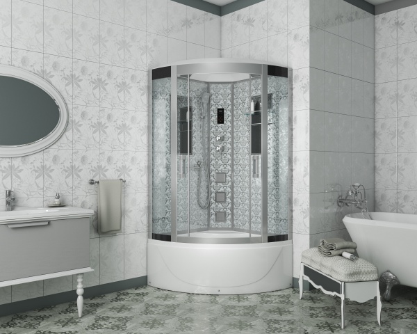 Душевая кабина с крышей Niagara Luxe 7710W четверть круга   стекла , профиль хром