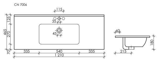 Раковина мебельная прямоугольная Ceramica Nova Element CN7006MB фарфор цвет черный матовый