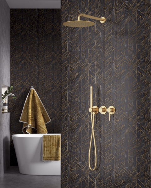 Душевая система со смесителем Timo Saona SX-2349/17SM монтаж встраиваемая в стену без термостата матовое золото