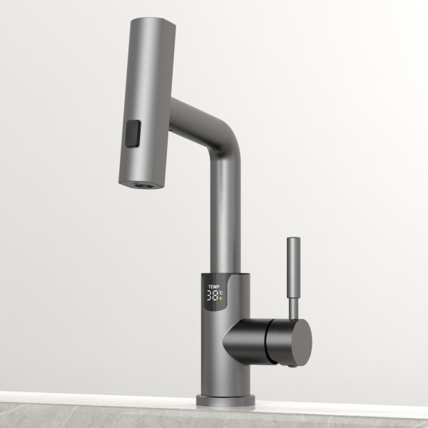 Смеситель для раковины Black&White Universe SD3028GM оружейная сталь