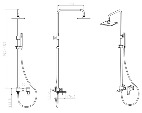 Смеситель для ванны Boheme Q 148-GR настенный 
без термостата 