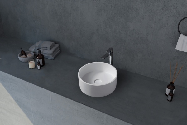 Раковина  круглая Abber STEIN AS2612 искусственный камень цвет белый матовый