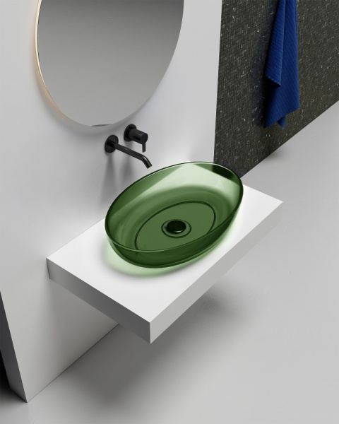 Раковина  овальная Abber Kristall AT2801Emerald полиэфирная смола цвет зеленый