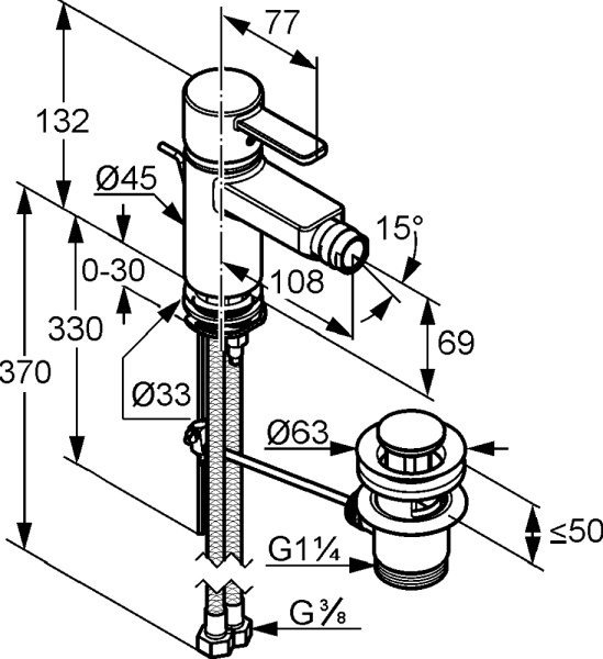 Смеситель для биде Kludi Zenta 385300575 латунь хром