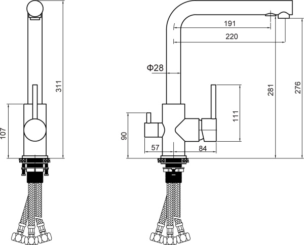 Смеситель для кухни Timo Saona 2376/02F с подключением к фильтру бронза