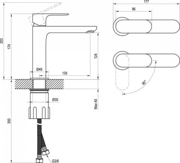 Смеситель для раковины Ravak Eleganta X070412 графит