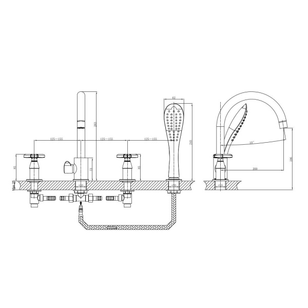 Смеситель для ванны D&K Hessen DA1384941 на борт ванны 
без термостата хром