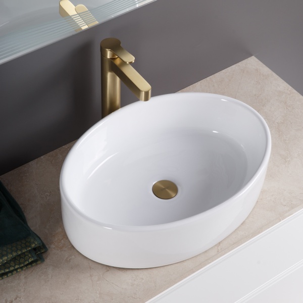 Раковина накладная овальная BelBagno  BB1049 фаянс цвет белый