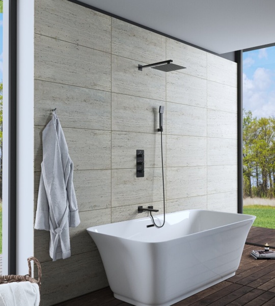 Душевая система со смесителем Timo Petruma SX-5049/03SM монтаж встраиваемая в стену с термостатом черный