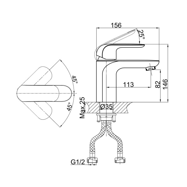 Смеситель для раковины D&amp;K Venice.Gondola DA1022101 хром