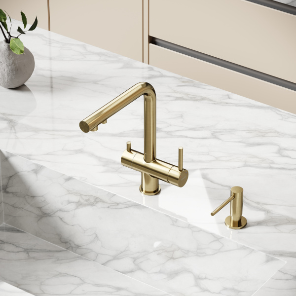 Смеситель для кухни Sancos Foster SC4014BG с подключением к фильтру брашированное золото