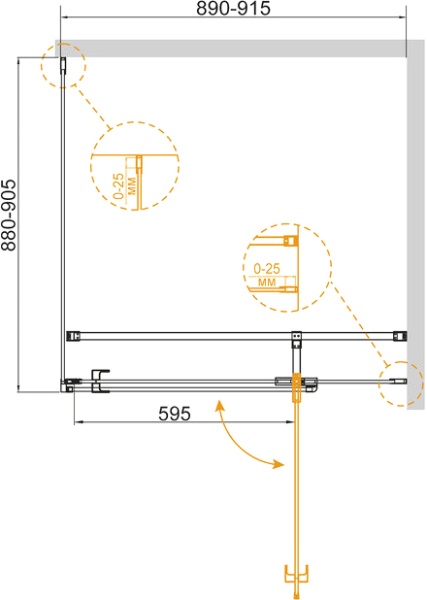 Душевой угол Cezares Valvola VALVOLA-A-1-90-C-Cr квадратная   стекла прозрачные, профиль хром