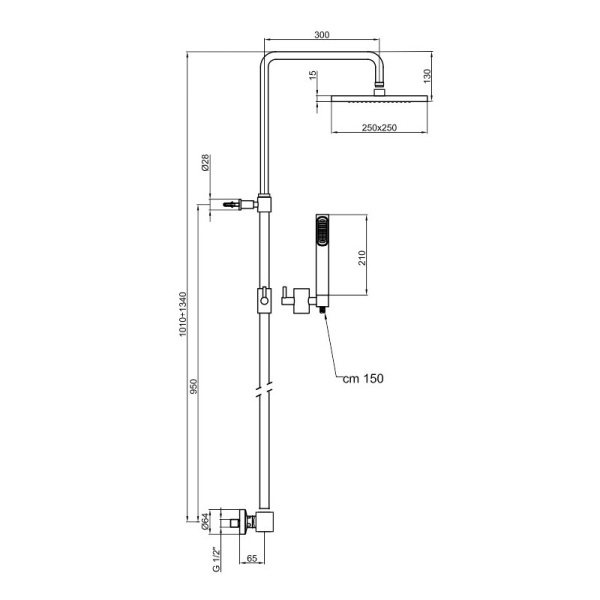 Душевая система со смесителем Webert Azeta New AA980507015PVC монтаж настенная с термостатом хром