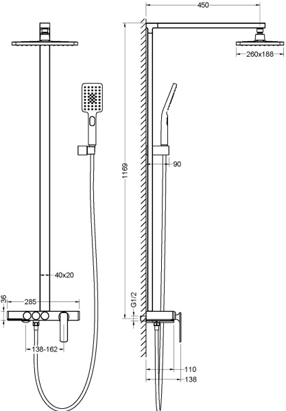 Душевая система со смесителем Timo Torne SX-4310/00 монтаж настенная без термостата хром