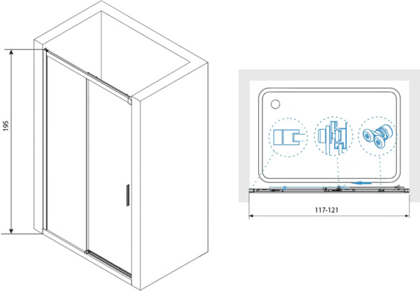 Душевая дверь RGW Leipzig LE-12 34121212-11 120 см стекла прозрачные, профиль хром