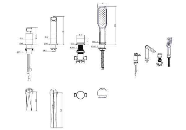 Смеситель для ванны или душа Boheme Venturo 370-B на борт ванны 
без термостата черный/хром