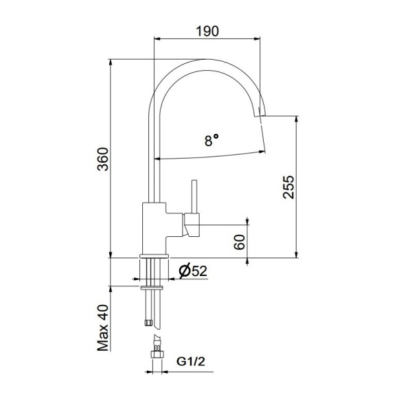 Смеситель для кухни Webert Praga PR920302015 без подключения к фильтру хром