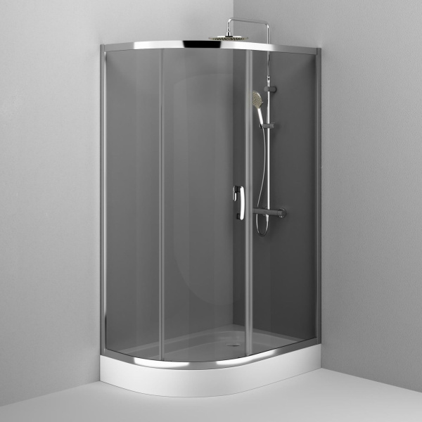 Душевой угол Am.Pm Like W83G-302U120CG прямоугольная-асимметричная  стекла тонированные прозрачные, профиль хром