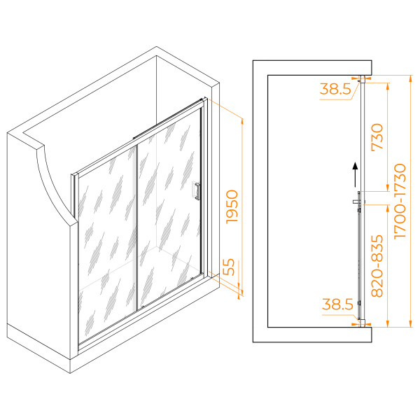 Душевая дверь RGW Passage PA-016 350801617-11 170 см стекла прозрачные, профиль хром