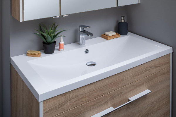 Раковина мебельная прямоугольная Aquanet Нота NEW 00204096 литьевой мрамор цвет белый