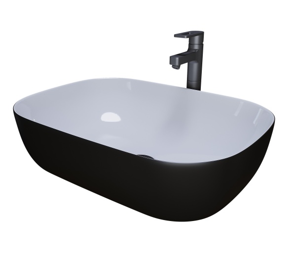 Раковина  прямоугольная Grossman Color GR-4041BW фаянс цвет черно-белый