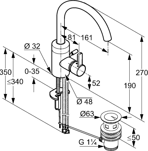 Смеситель для раковины Kludi Zenta 382550575 хром