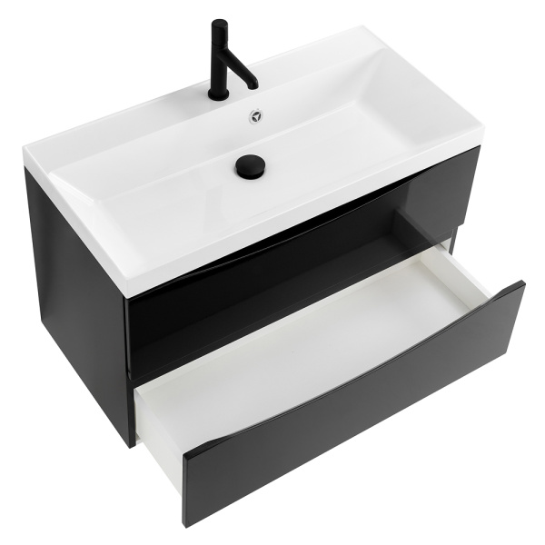 Тумба под раковину подвесная BelBagno Marino MARINO-900-2C-SO-NL-P 90 см  2 ящика цвет Nero Lucido 