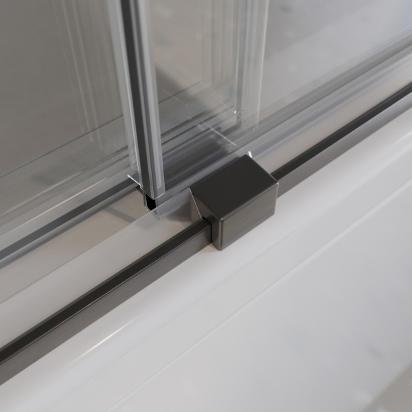 Шторка для ванны раздвижная  Cezares Tandem Soft TANDEM-SOFT-VF-2-180/145-C-GM-IV 180 см, стекла прозрачные, профиль вороненая сталь матовая