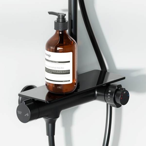 Душевая система со смесителем Damixa Jupiter 977750300 монтаж настенная с термостатом черный матовый