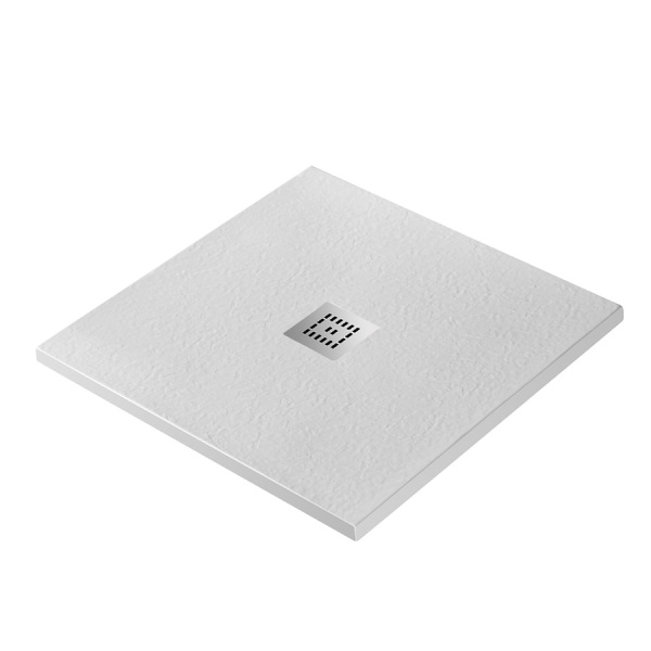 Душевой поддон низкий BelBagno Uno TRAY-MR-UNO-A-80-35-W-CR квадратный литьевой мрамор 80x80 белый