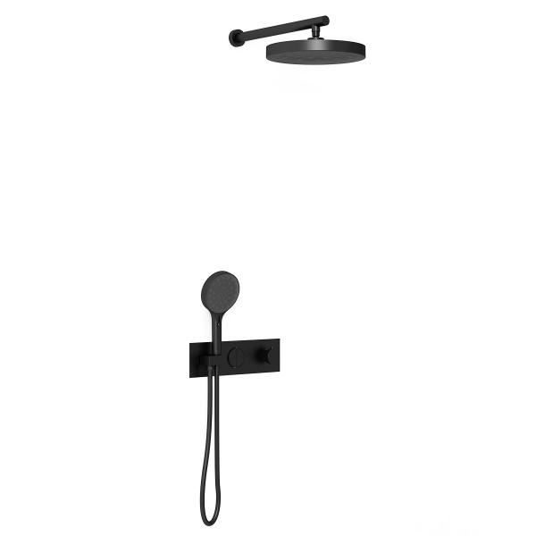 Душевая система со смесителем Vincea Inspire VSFW-422TI2MB монтаж встраиваемая в стену с термостатом матовый черный