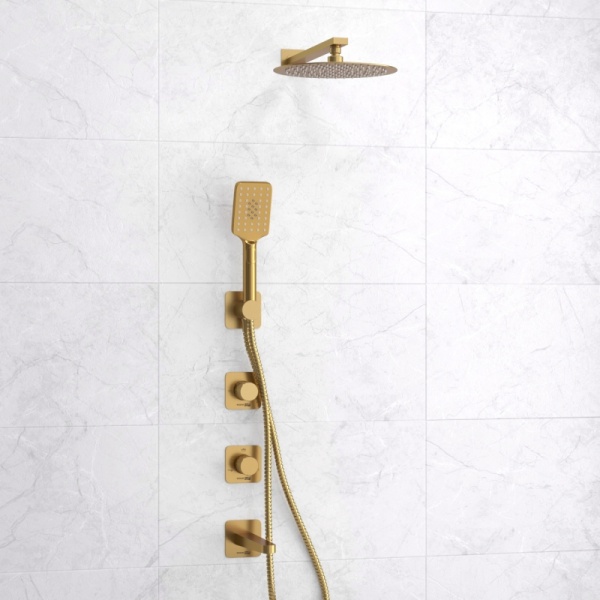 Душевая система со смесителем Wasserkraft Schunter 8200 A8251.307.308.180.259.285.194.201 монтаж встраиваемая в стену без термостата золото