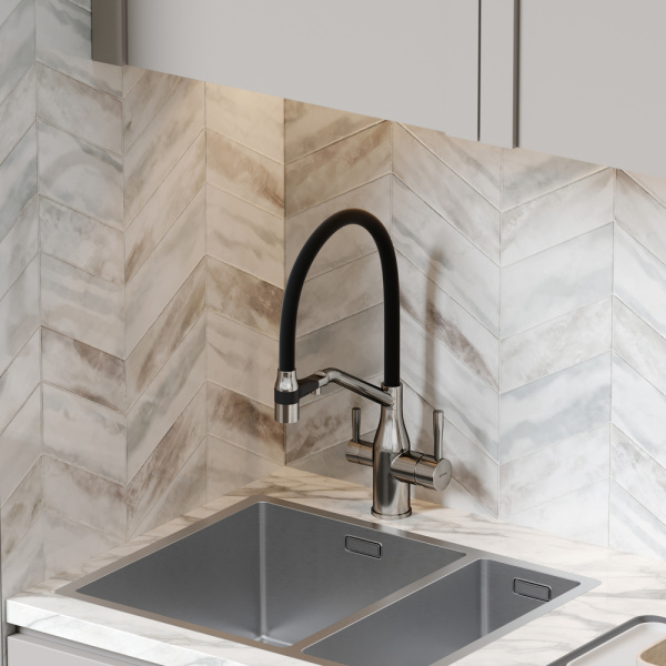 Смеситель для кухни Sancos Orta SC4008BN с подключением к фильтру брашированный никель/черный