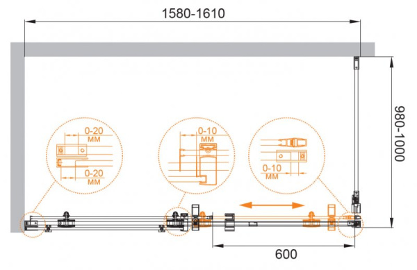 Душевой угол Cezares Stylus M STYLUS-O-M-AH-1-160/100-C-Cr прямоугольный 160x100 стекла прозрачные, профиль хром