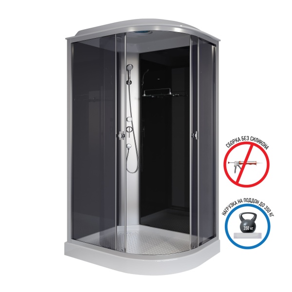 Душевая кабина с крышей Niagara Eco E120/80/13L/TN асимметричная  120x80 стекла тонированные, профиль матовый хром