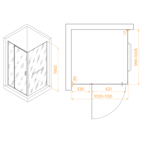 Душевой угол RGW Passage PA-078-1 3508078100-11 квадратный 100x100 стекла прозрачные, профиль хром