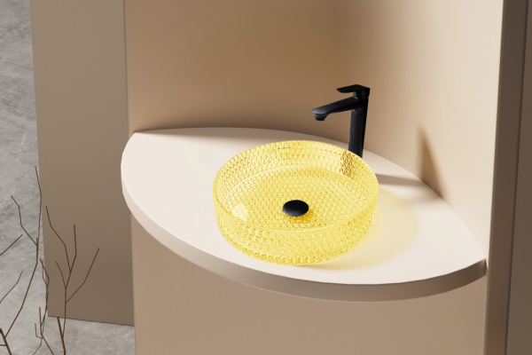 Раковина  круглая Abber GLAS AK2301Y стекло цвет желтый