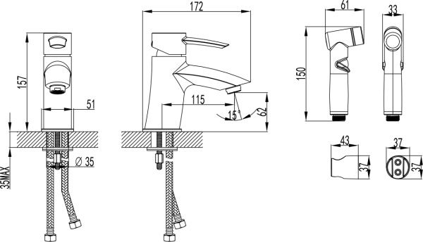 Смеситель для раковины Lemark Atlantiss LM3216C хром