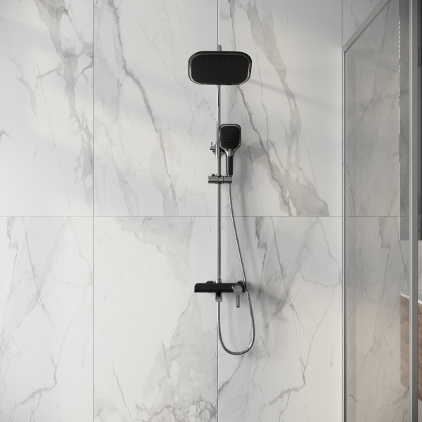 Душевая система со смесителем Grossman Alba 500.K35.06.100/210 монтаж настенная без термостата хром/черный