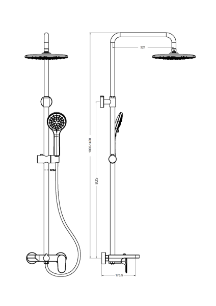 Душевая система со смесителем Boheme Spectre 458-NB монтаж настенная без термостата брашированный никель