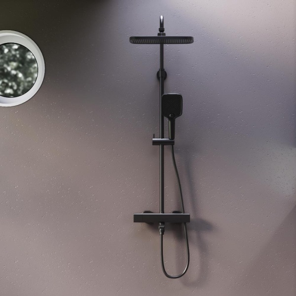 Душевая система со смесителем Damixa Gala 953810300 монтаж настенная с термостатом черный матовый