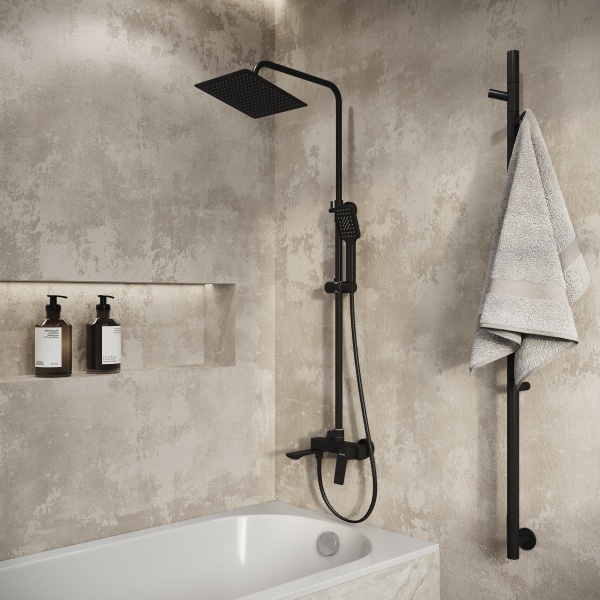 Душевая система со смесителем Grossman Cosmo 500.K35.02.210 монтаж настенная без термостата черный матовый