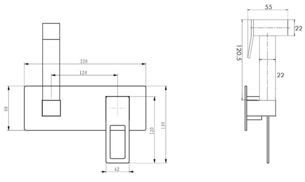 Гигиенический душ Boheme Q 147-BCR встраиваемый в стену черный/хром