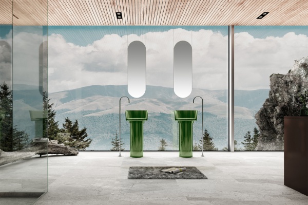 Раковина  круглая Abber Kristall AT2702Emerald-H полиэфирная смола цвет зеленый