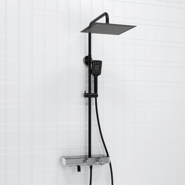 Душевая система со смесителем Wasserkraft  A114.162.130.CB Thermo монтаж настенная с термостатом черный