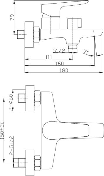 Смеситель  BelBagno Ancona ANCONA-VAS-CRM  
 