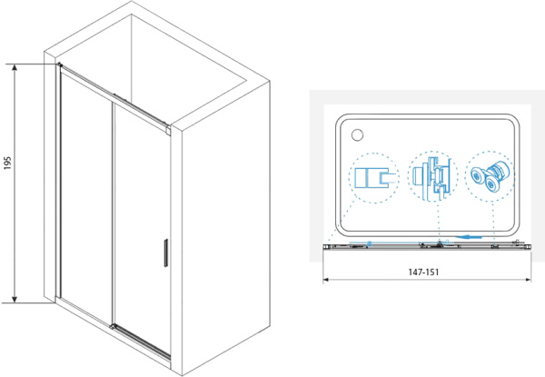 Душевая дверь RGW Leipzig LE-12B 34121215-14 150 см стекла прозрачные, профиль черный
